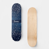 Falling Silver Stars Celestial Personalized Skateboard (Voorkant)