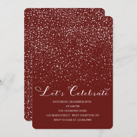 Falling Snow Holiday Party Invitation (Devant / Derrière)
