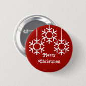Falling Snowflakes Button, donkerrood Ronde Button 5,7 Cm (Voorkant /achterkant)
