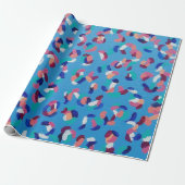 Falling Stars Blue Cadeaupapier (Uitgerold)