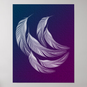 Falling White Feathers Poster