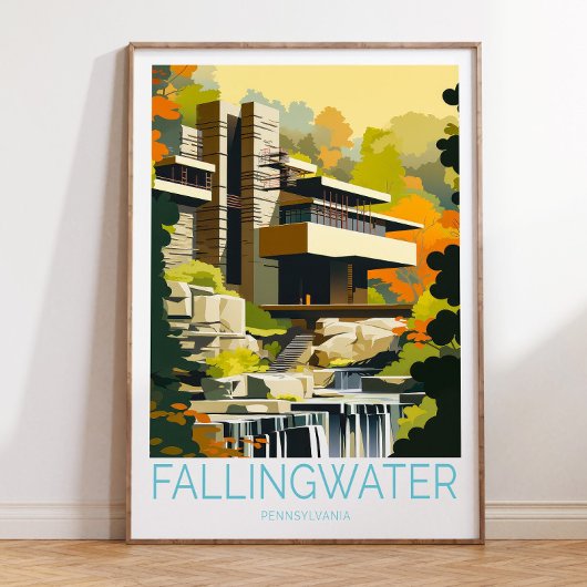 Fallingwater Travel Poster, Pennsylvania Poster