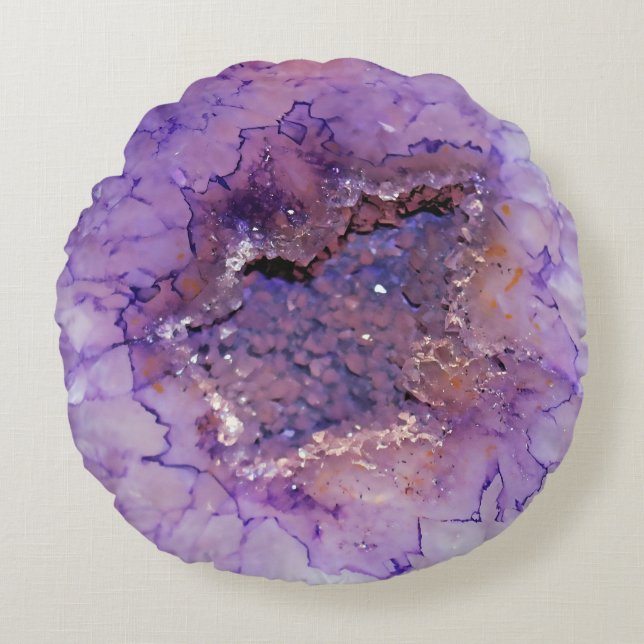 Falln Amethyst Geode Rond Kussen (Voorkant)