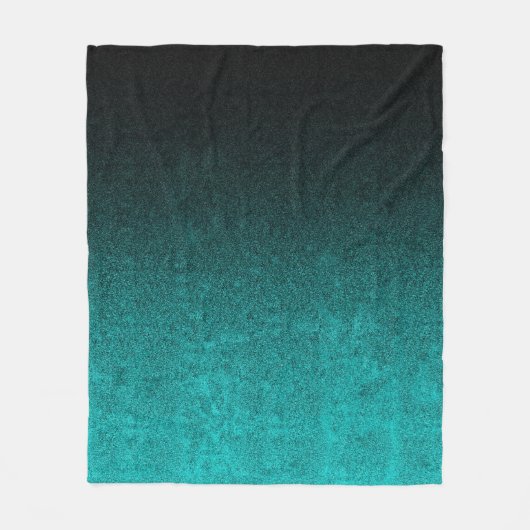Falln Aqua & Black Glitter Gradient Fleece Deken (Voorkant)