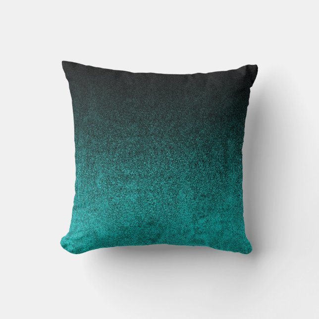 Falln Aqua & Black Glitter Gradient Kussen (Voorkant)
