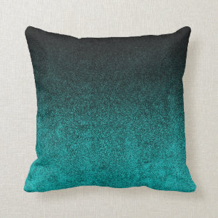 Falln Aqua & Black Glitter Gradient Kussen