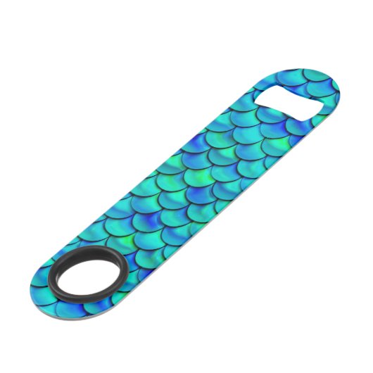 Falln Aqua Blue Scales Speed Flessenopener (Achterkant Gekanteld)
