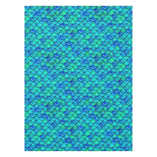 Falln Aqua Blue Scales Tafelkleed (Voorkant)