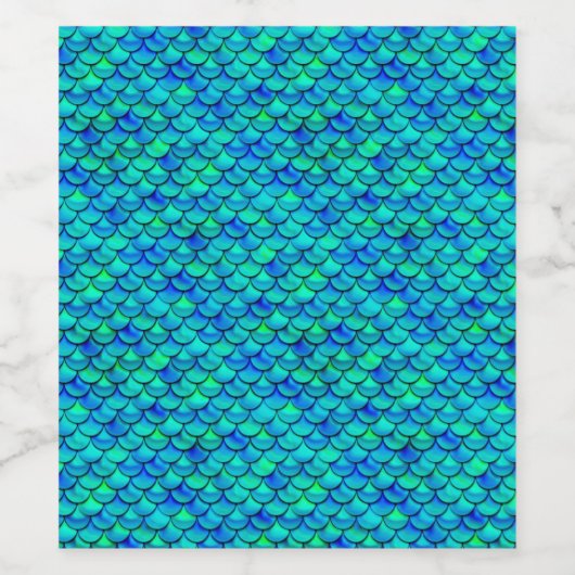 Falln Aqua Blue Scales Wijn Etiket (Enkel label)