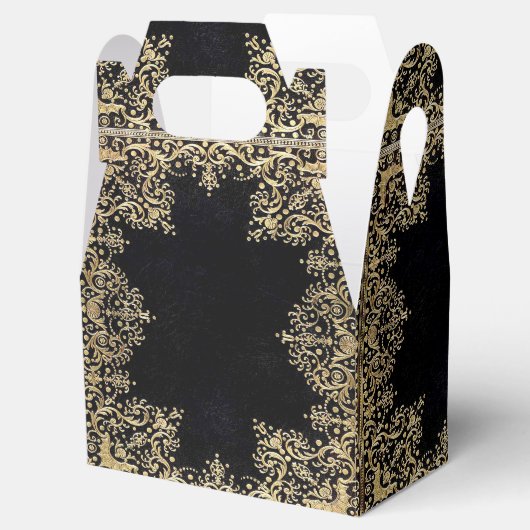 Falln Black en Gold Filigree Bedankdoosjes (Geopend)