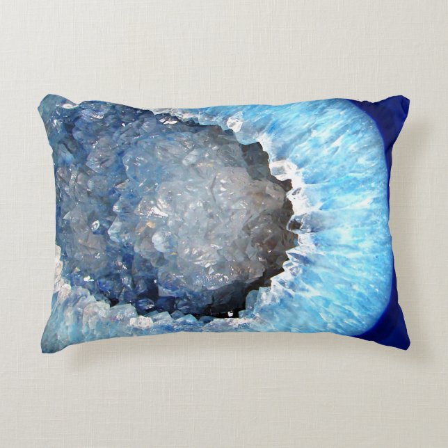 Falln Blue Crystal Geode Decoratief Kussen (Voorkant)