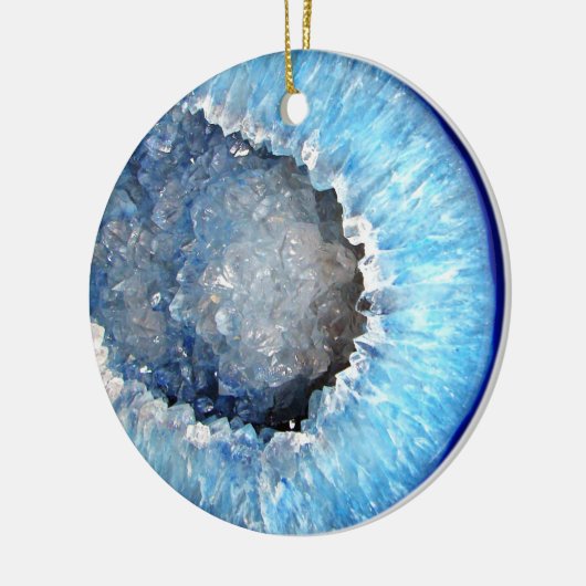 Falln Blue Crystal Geode Keramisch Ornament (Links)