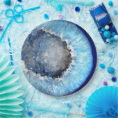 Falln Blue Crystal Geode Papieren Bordje (Feest)
