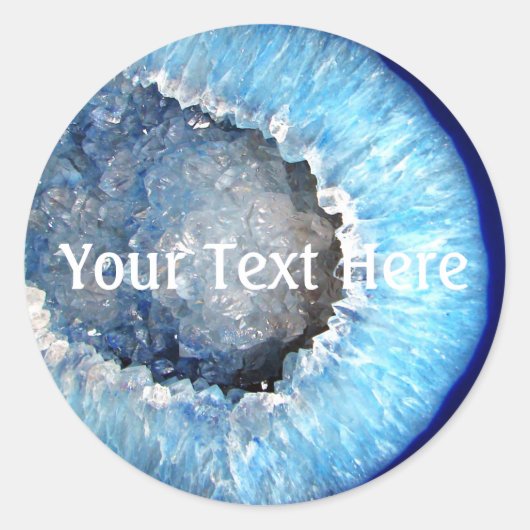 Falln Blue Crystal Geode Ronde Sticker (Voorkant)