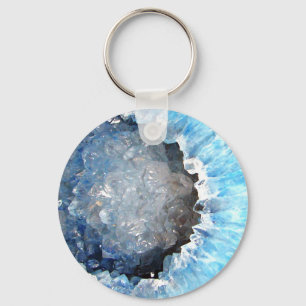 Falln Blue Crystal Geode Sleutelhanger