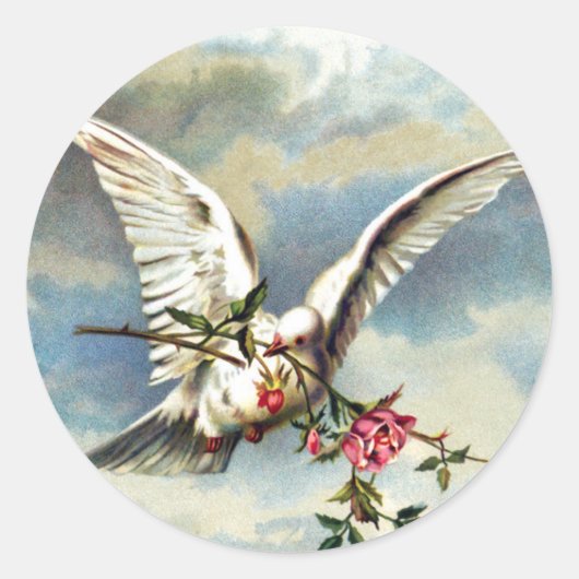 Falln Dove met Rozen Ronde Sticker (Voorkant)