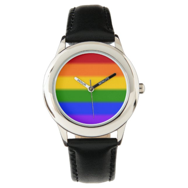 Falln Gay Pride Flag Horloge (Voorkant)