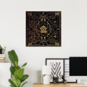 Falln  leder en goud poster (Thuiskantoor)