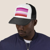 Falln Lesbian Pride Flag Trucker Pet (In situ)