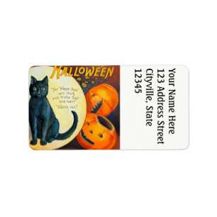 Falln Merry Halloween Cat Etiket