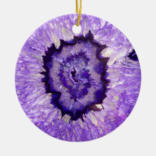 Falln Paarse Agate Geode Keramisch Ornament (Voorkant)