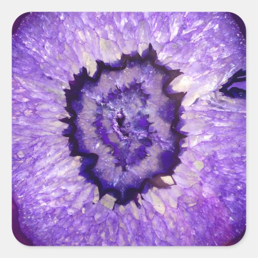 Falln Paarse Agate Geode Vierkante Sticker (Voorkant)