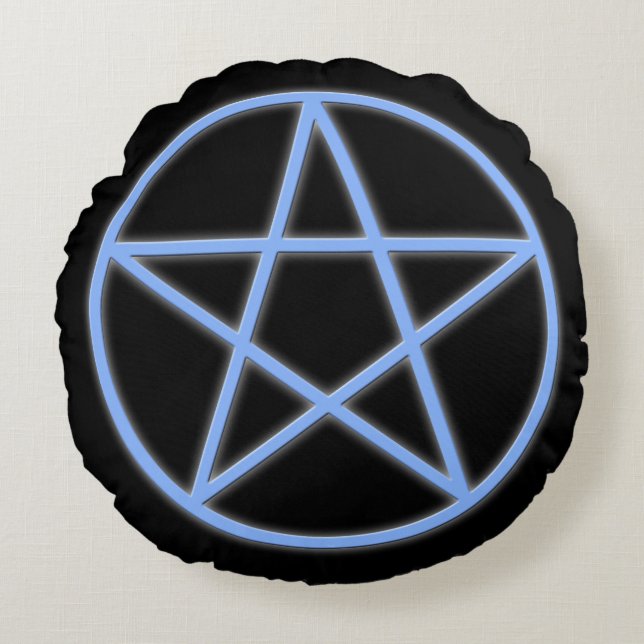 Falln Pagan Pentacle Rond Kussen (Voorkant)