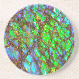 Falln Peacock Ammolite Zandsteen Onderzetter