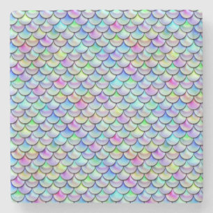 Falln Rainbow Bubble Mermaid Scales Stenen Onderzetter