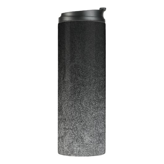 Falln Silver en Black Glitter Gradient Thermosbeker (Gedraaid links)
