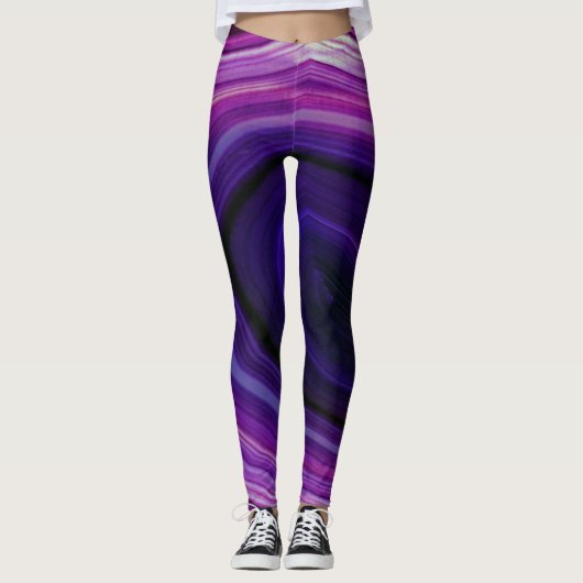 Falln Swirled Paars Geode Leggings (Voorkant)