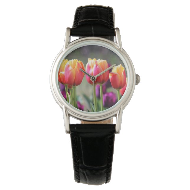 Falln Tulips Aflame Horloge (Voorkant)