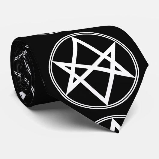 Falln Unicursal Hexagram White Stropdas (Opgerold)