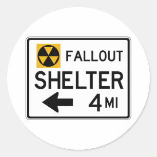 Fallout Shelter Street Sign. Ronde Sticker