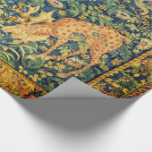 FALLOW DEER PAIR, GOTHISCHE FANTASY FLOWERS, Green Cadeaupapier (Hoek)