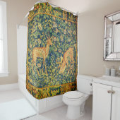 FALLOW DEER PAIR, GOTHISCHE FANTASY FLOWERS, Green Douchegordijn (In situ)