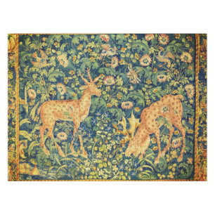 FALLOW DEER PAIR, GOTHISCHE FANTASY FLOWERS, Green Tafelkleed