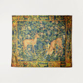 FALLOW DEER PAIR, GOTHISCHE FANTASY FLOWERS, Green Wandkleed (Voorkant (horizontaal))