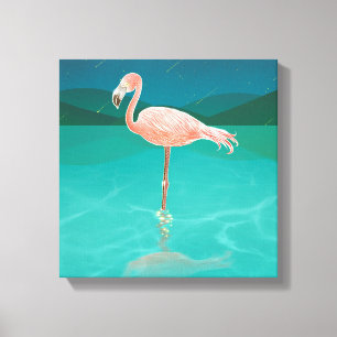 FALMINGO BIJ NACHT TROPISCHE KANVAS ART PRINT
