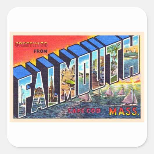 Falmouth Cape Cod Massachusetts Briefkaart Vierkante Sticker (Voorkant)