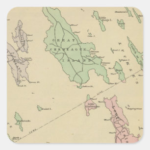 Falmouth Foreside, aangrenzende eilanden, Casco Ba Vierkante Sticker