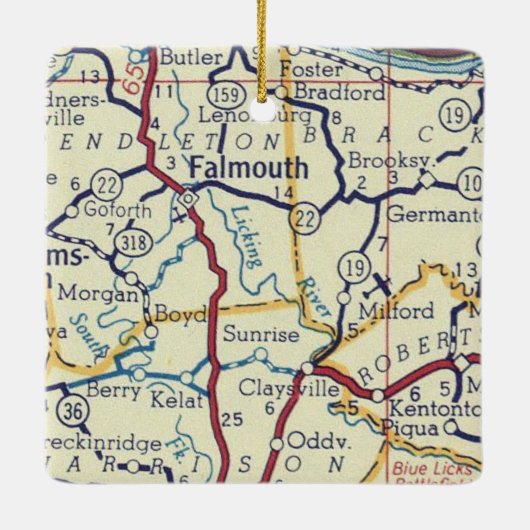 Falmouth KY  Map Keramisch Ornament (Achterkant)