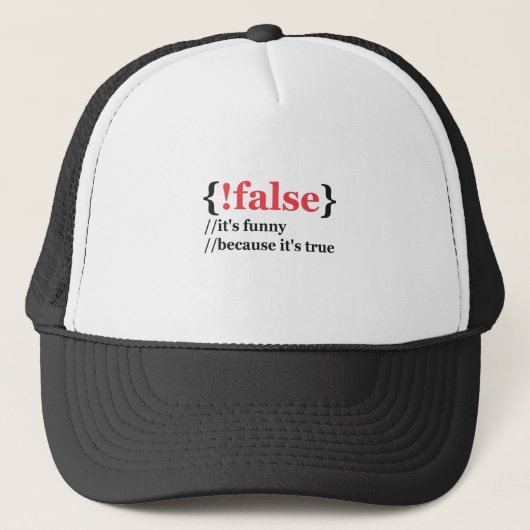 False Funny Because It's True Coding Lover Gift Trucker Pet (Voorkant)