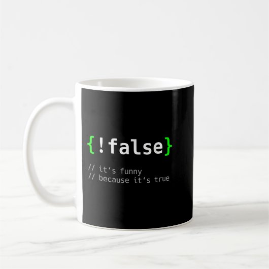 !False - Funny Coding Programmer Cadeaucomputer Pr Koffiemok (Links)