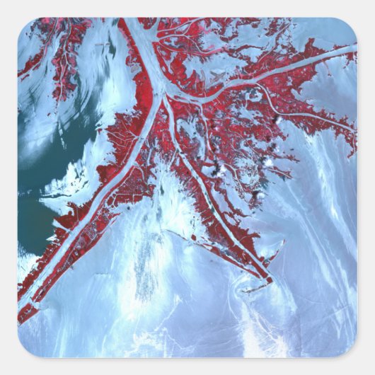 False kleurensatelliet vierkante sticker (Voorkant)