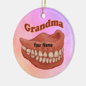 False Teeth Grandma Keramisch Ornament (Links)