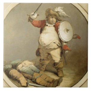 Falstaff with the Body of Hotspur, c.1786 (olie op Tegeltje