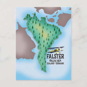 Falster Island Denemarken reisposter. Briefkaart