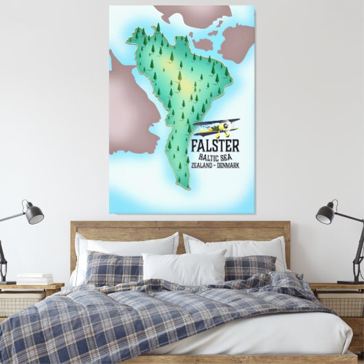 Falster Island Denemarken reisposter. Canvas Afdruk (Insitu (Slaapkamer))