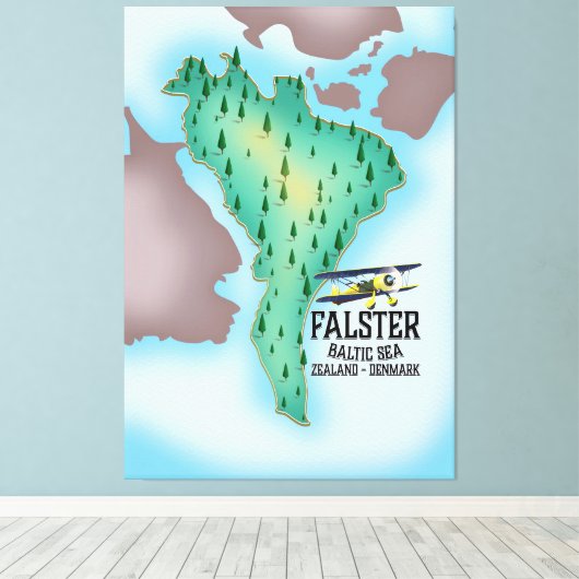 Falster Island Denemarken reisposter. Canvas Afdruk (Insitu (Houten vloer))
